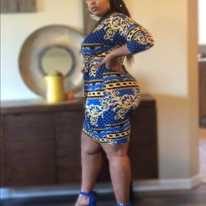 Plus size print wrap bodycon dress